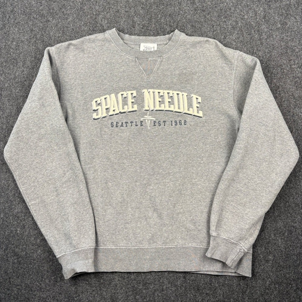 Space Needle Seattle Est 1962 Sweatshirt Gray Crewneck Mens Small Souvenir